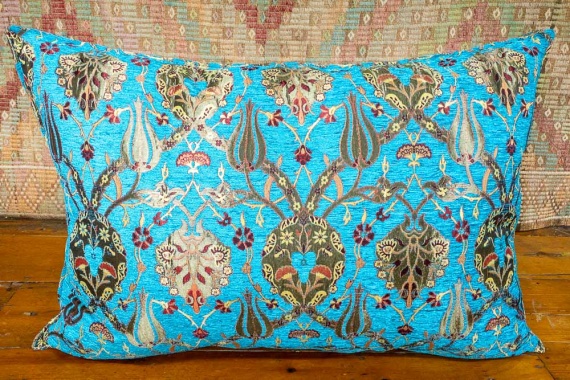 Large Turquoise Ottoman Turkish Tulip Floor Cushion Cover 69x100cm